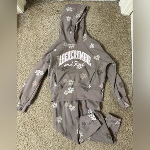 Abercrombie Kids Soft Tan Floral Hoodie 2 Piece Sweats